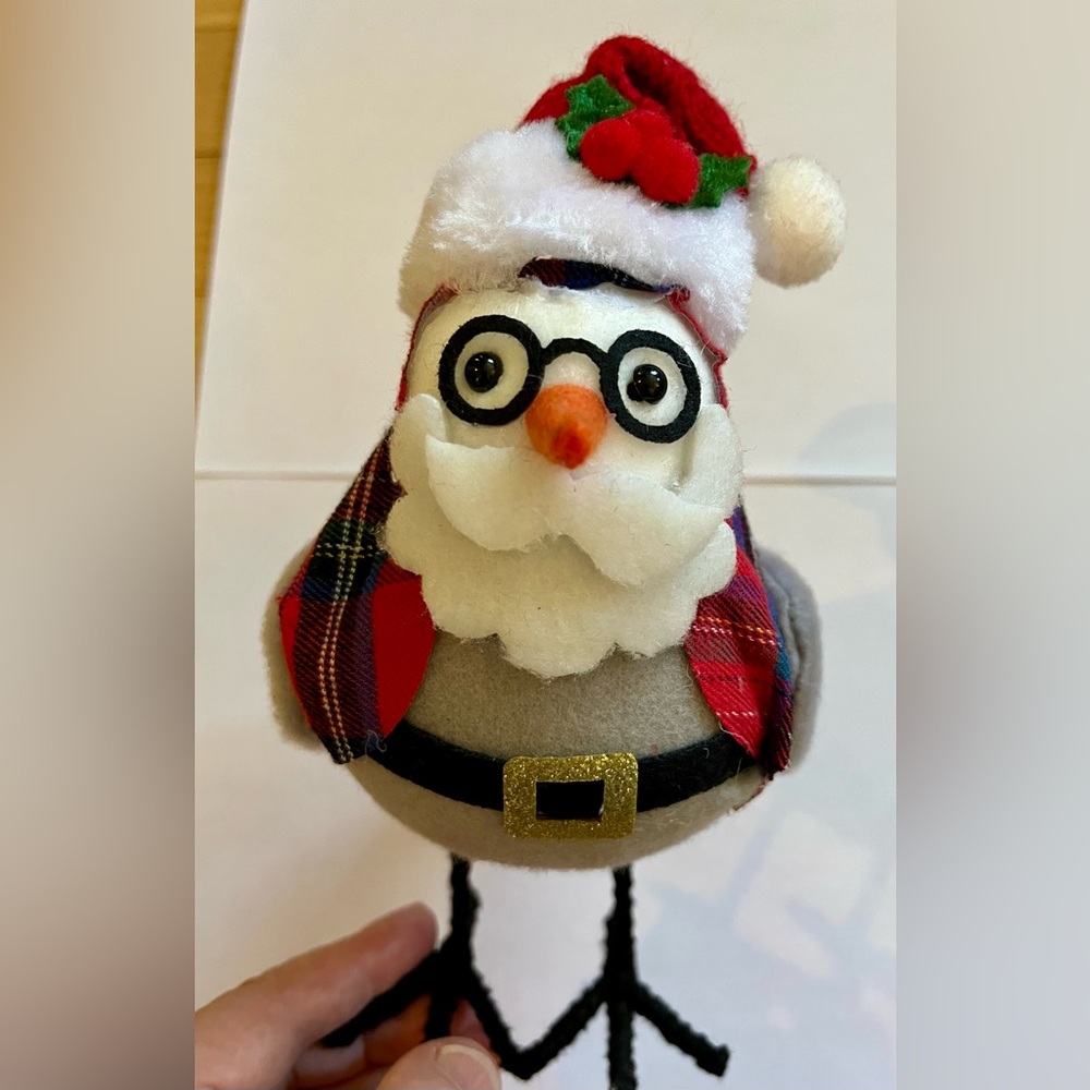 NWT! Festive Santa Bird Holiday Decor